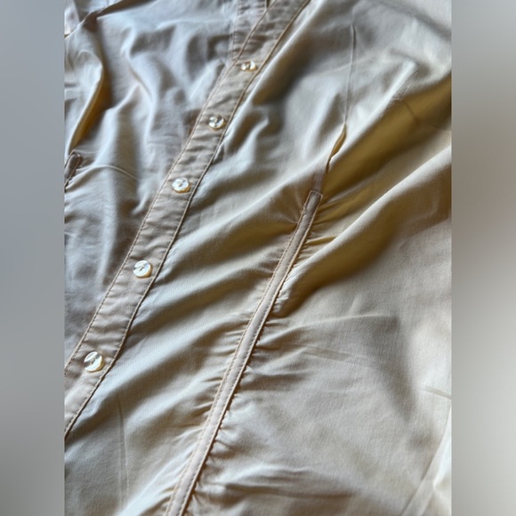 Cleo Womens Butter Pastel Yellow Button-Up Short Sleeve Shirt Small Office Siren - Picture 6 of 7